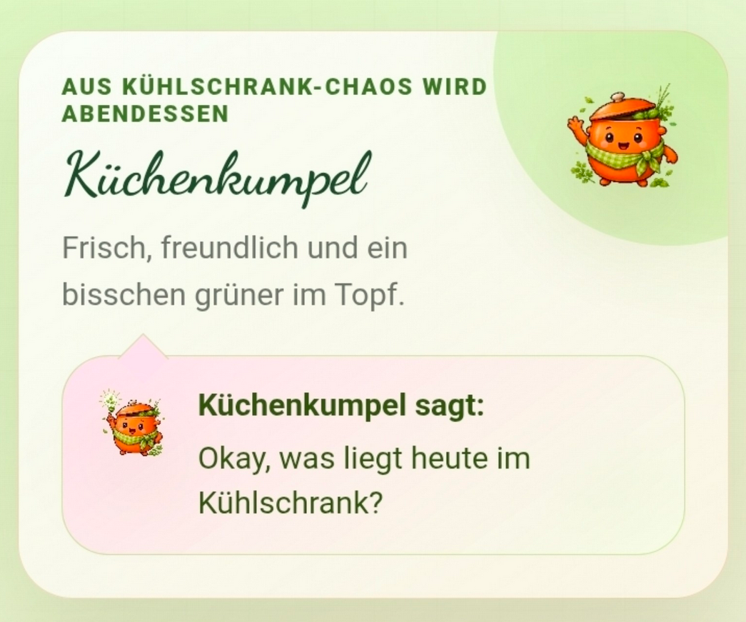 Screenshot der Küchenkumpel-App