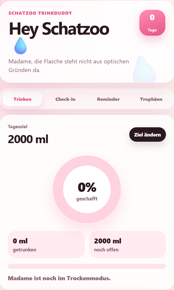 Screenshot der Trinkbuddy-App